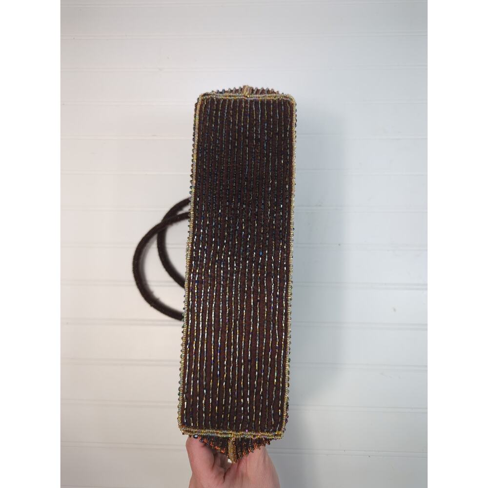 Beaded Sequins Embroidered Top Handle Bag‎ Brown - Picture 8 of 9